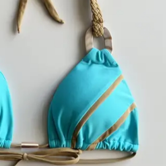 Halter Neck Triangle Bikini Set - Picture 4 of 17